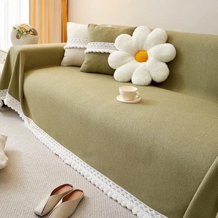 Classic Chenille Lace Edge Sofa Cover