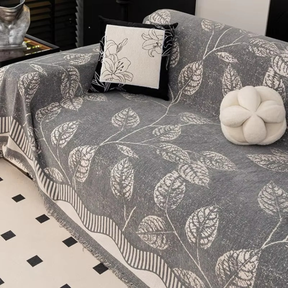 Classic Chenille Leaf Sofa Cover