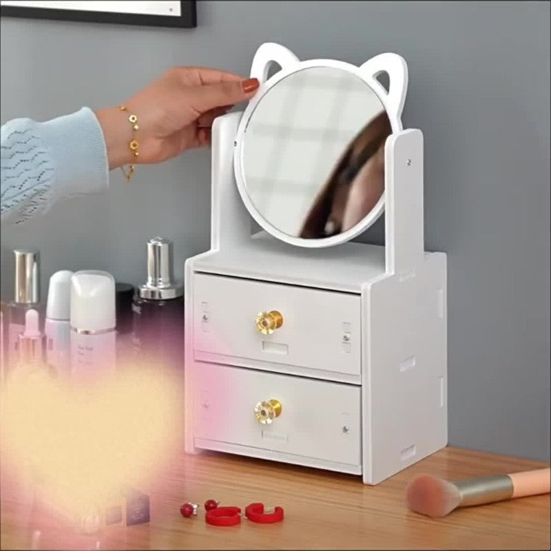 MeowGlow - Cat Ear Makeup Mirror with Storage