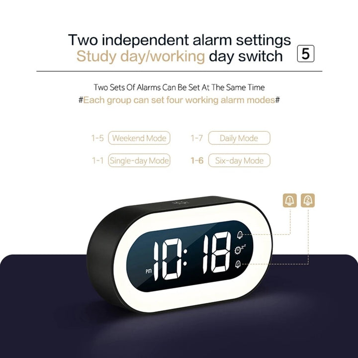 Digital Alarm Clock with Night Light - Lumino