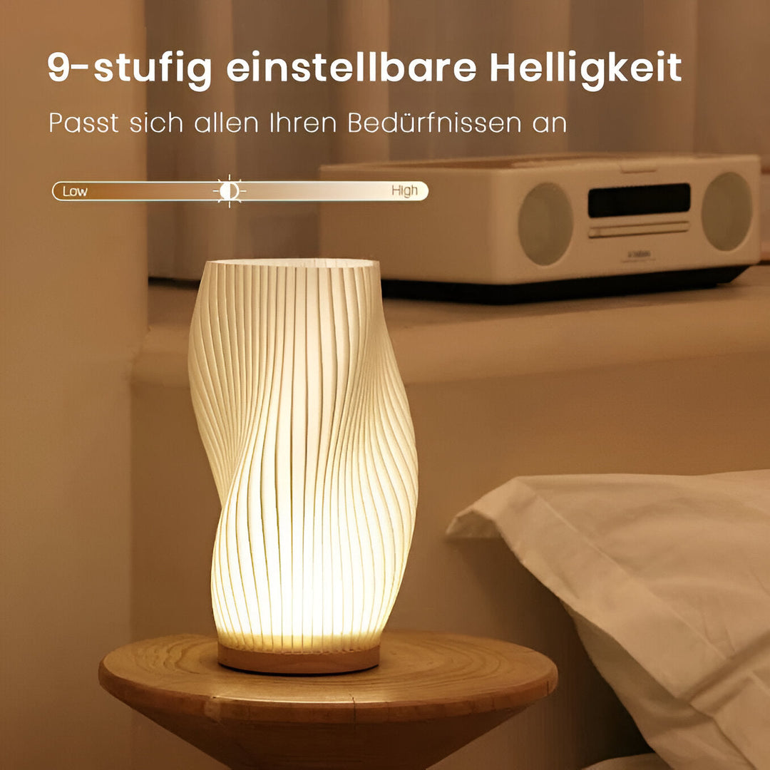 DreamWave - Modern cream-colored 3D wave lamp with elegant metal base