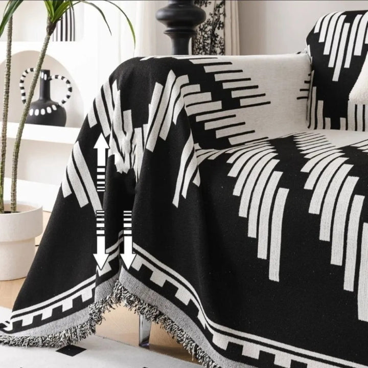 Elegant Black and White Sofa Cover Protector