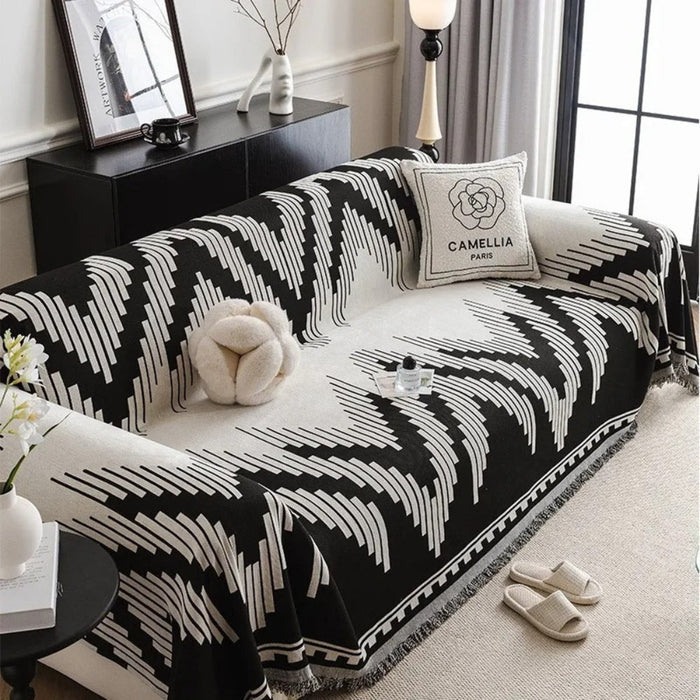Elegant Black and White Sofa Cover Protector