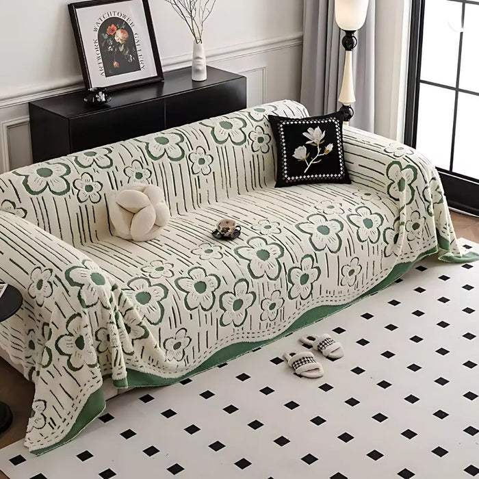 Embroidered Flower Soft Sofa Cover