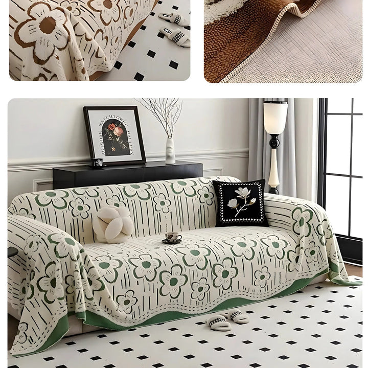 Embroidered Flower Soft Sofa Cover