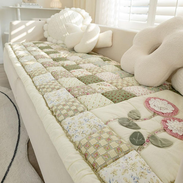 Floral Bloom Quilted Sofa Cover