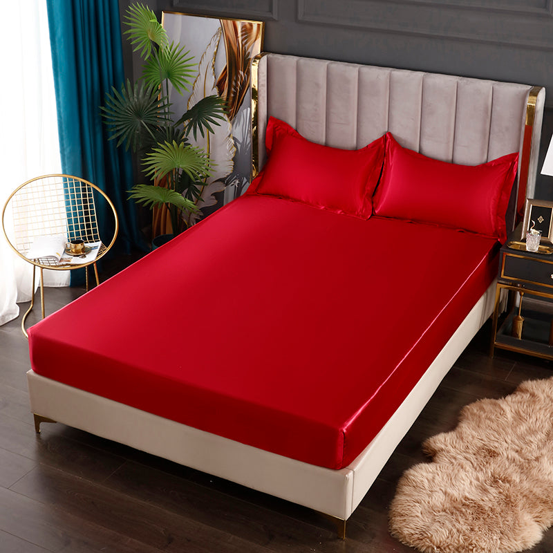Silk Satin Elastic Fitted Sheet with FREE* Silk Satin Pillowcases