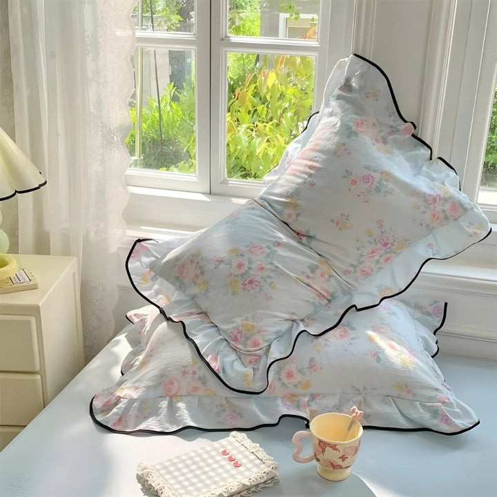 Gauze Floral Ruffled Lace Pillowcases
