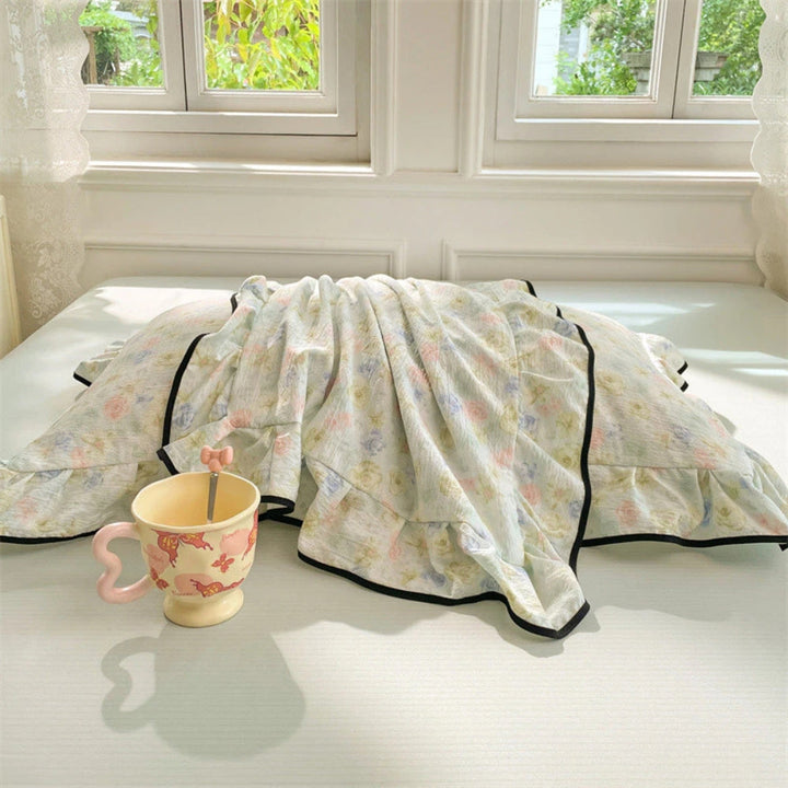 Gauze Floral Ruffled Lace Pillowcases