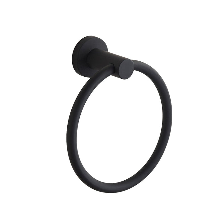 Towel ring made of 304 stainless steel in chrome, Round simple design, Black, European bathroom accessories, Rustproof