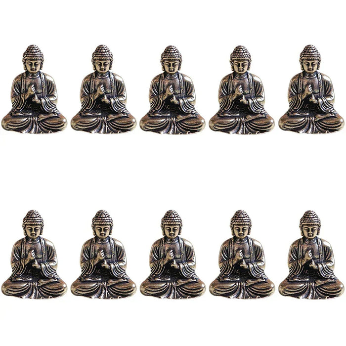 10 pieces mini brass sitting Buddha statue figure for travel Buddhism worship home office desk decoration