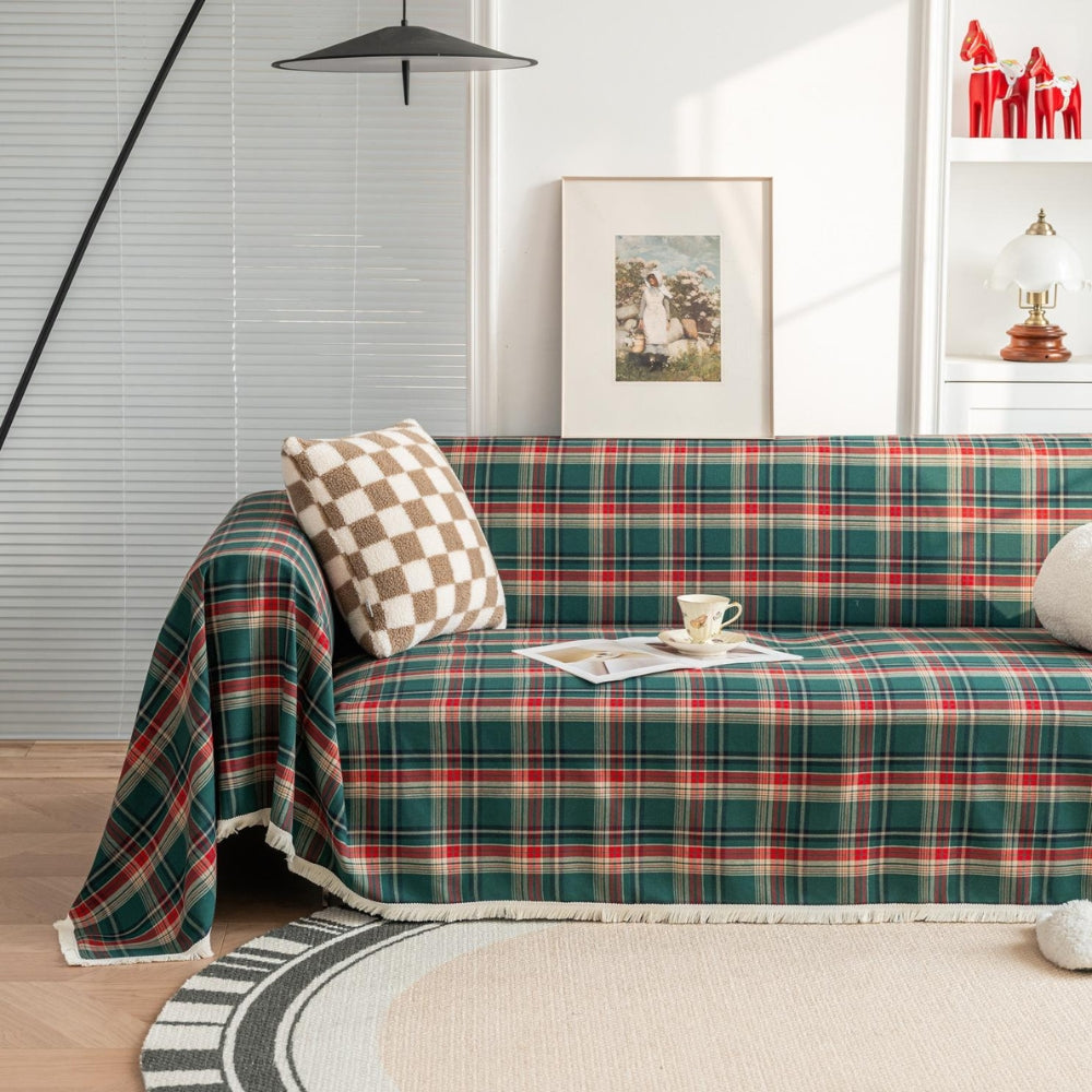 Hearthline Cottage Plaid Sofa Cover