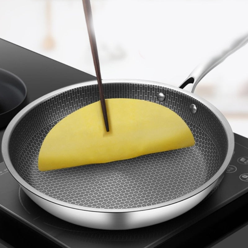 Premium Stainless Steel Frying Pan with Non-Stick Pixel Technology – Perfect for Healthy Frying