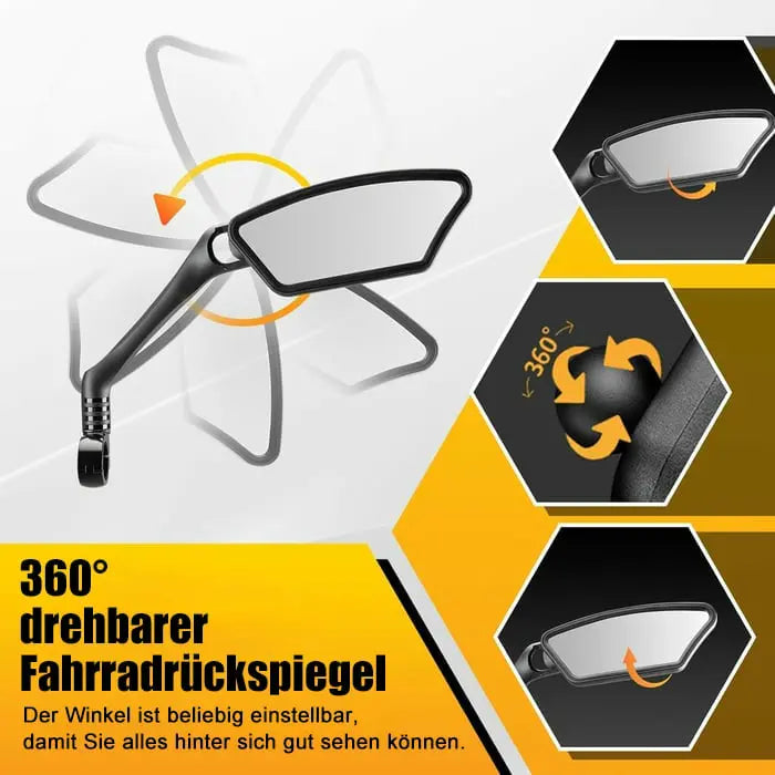 Bicycle mirror made of stainless steel – shatterproof &amp; 360° rotatable for more safety