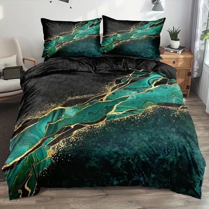 Jade Opulent Gold Accent Duvet Cover Set