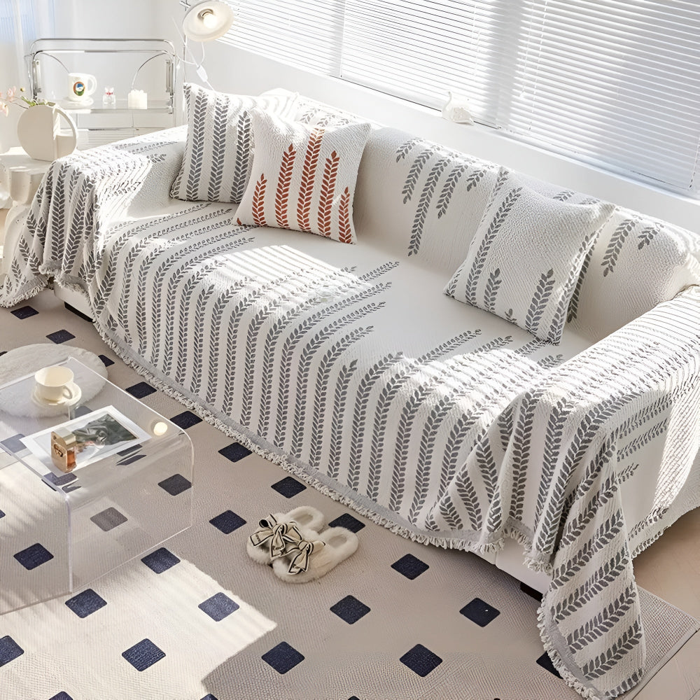 Leaf Fringed Lace Sofa Cover