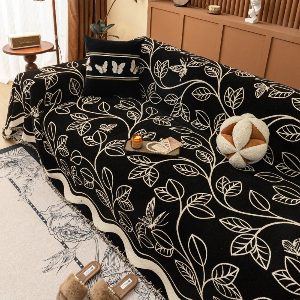 Leaf Inspired Luxury Chenille Sofa Cover