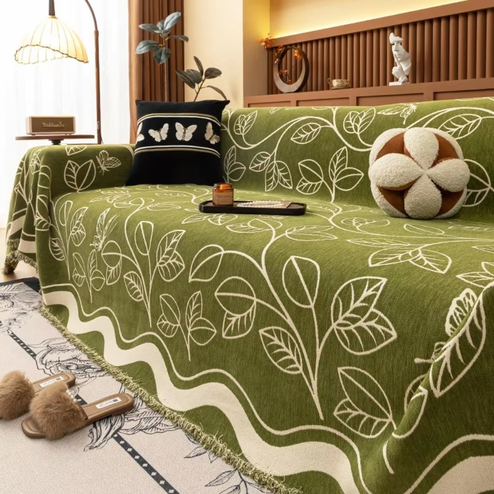 Leaf Inspired Luxury Chenille Sofa Cover