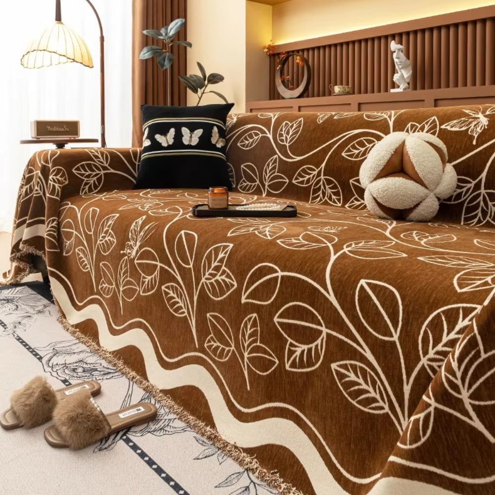 Leaf Inspired Luxury Chenille Sofa Cover