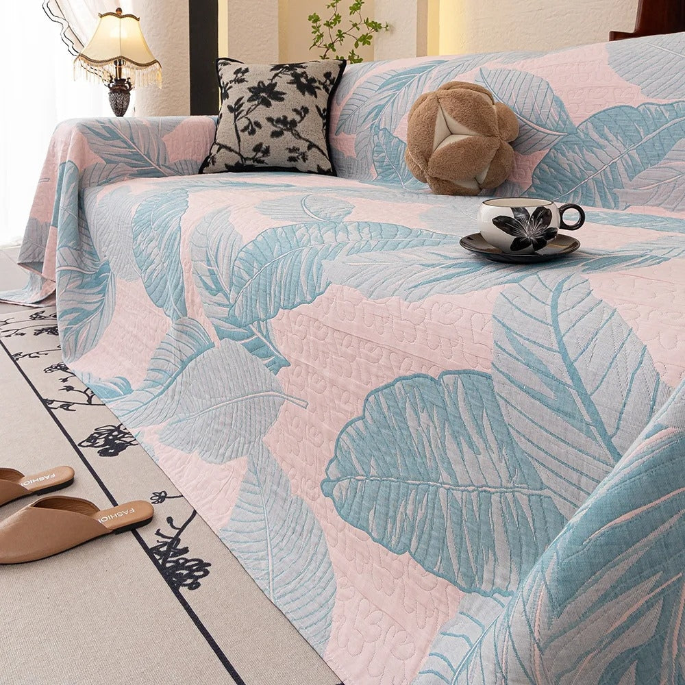 Leaf Pattern Gauze Sofa Cover