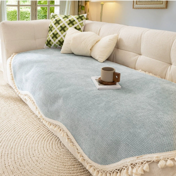 Luxury Chenille Woven Texture Tassel Sofa Cover