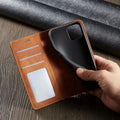 Magnetic Leather iPhone Case with Shock Protection