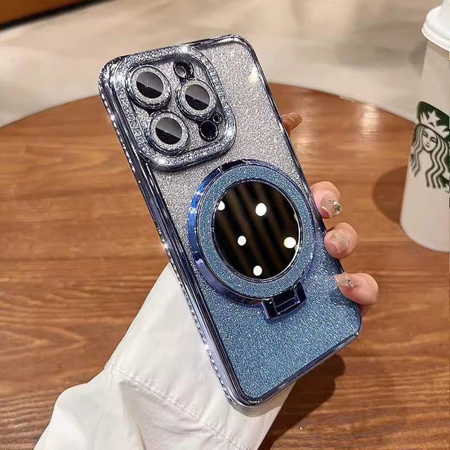 Phone Case with Mirror Magnetic Stand Glitter