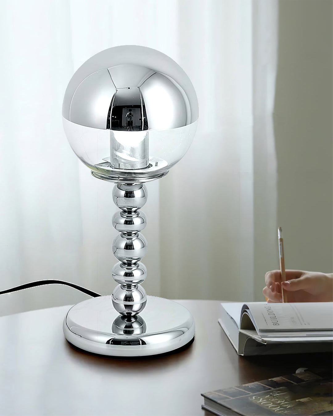 MirrorGlow – Minimalist Chrome Table Lamp