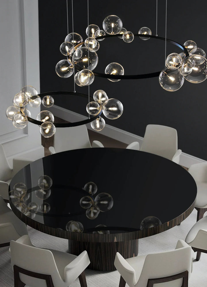Modern creative metal chandelier lighting: 7/10 clear glass bubbles, long round design with G9 light socket