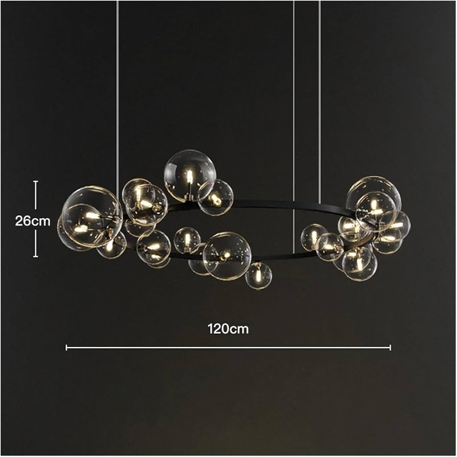Modern creative metal chandelier lighting: 7/10 clear glass bubbles, long round design with G9 light socket