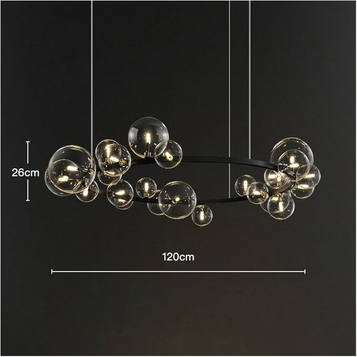Modern creative metal chandelier lighting: 7/10 clear glass bubbles, long round design with G9 light socket