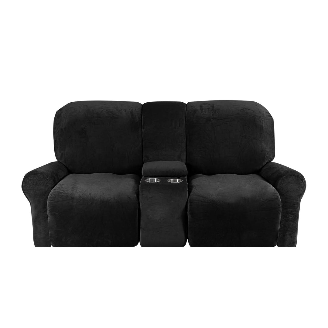 2-Seater Recliner Sofa Cover with Cup Holders – Velvet Plush