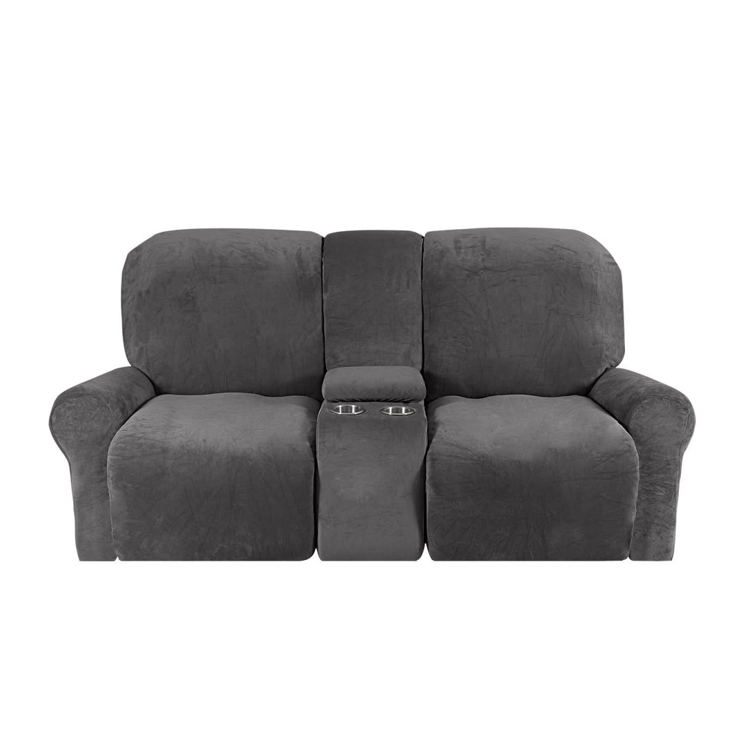 2-Seater Recliner Sofa Cover with Cup Holders – Velvet Plush