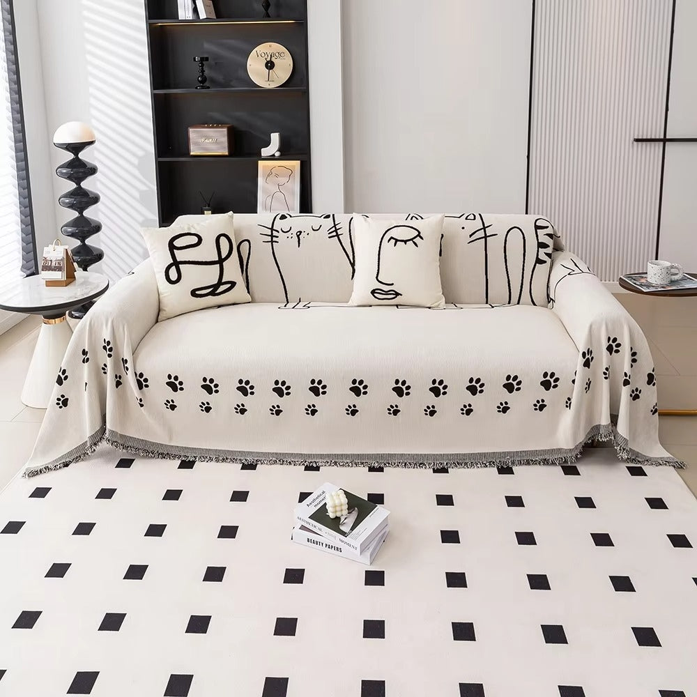 Nordic Cat Paw Chenille Sofa Cover