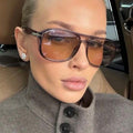 Women's square sunglasses with luxurious plastic frame and mirrored lenses