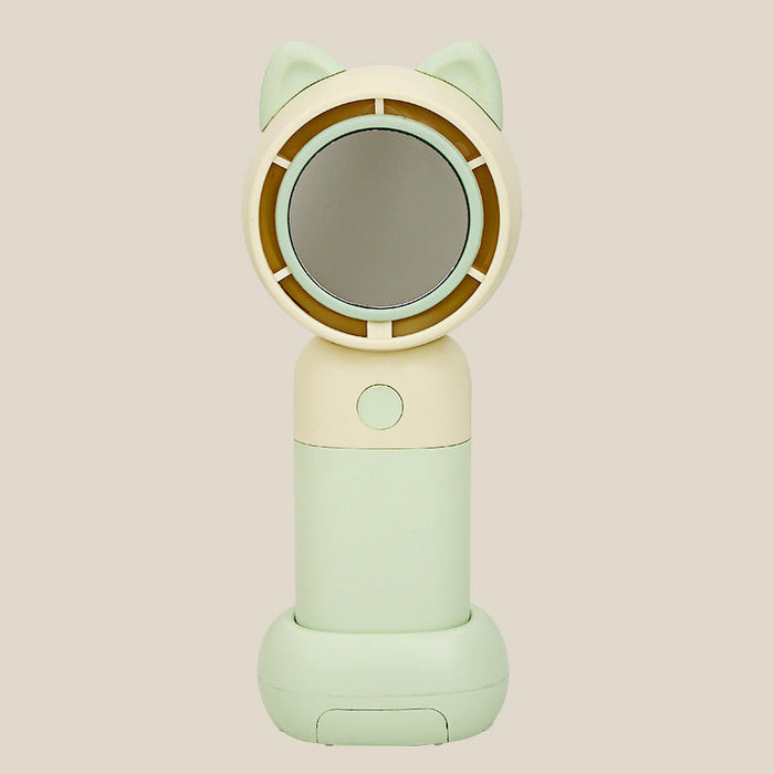 Ladies Portable Hand Fan with Integrated Mirror Function