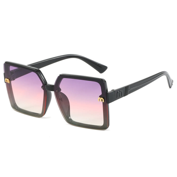 Women's stylish square sunglasses with mirrored gradient