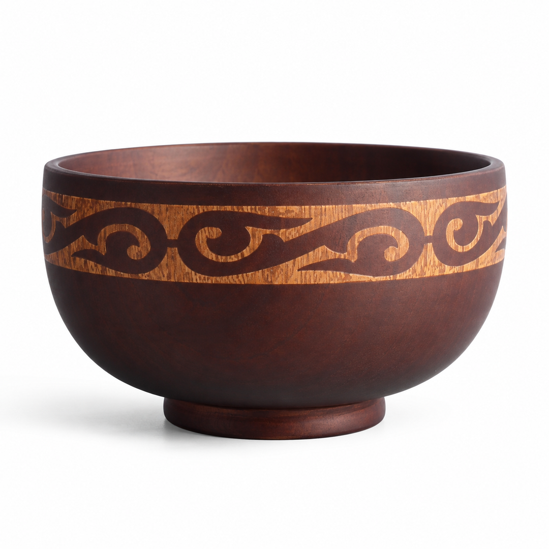 Otemachi Wooden Bowl with Ornate Pattern