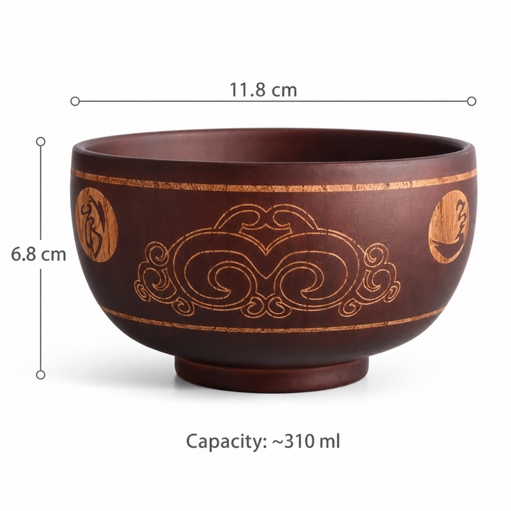 Otemachi Wooden Bowl with Ornate Pattern