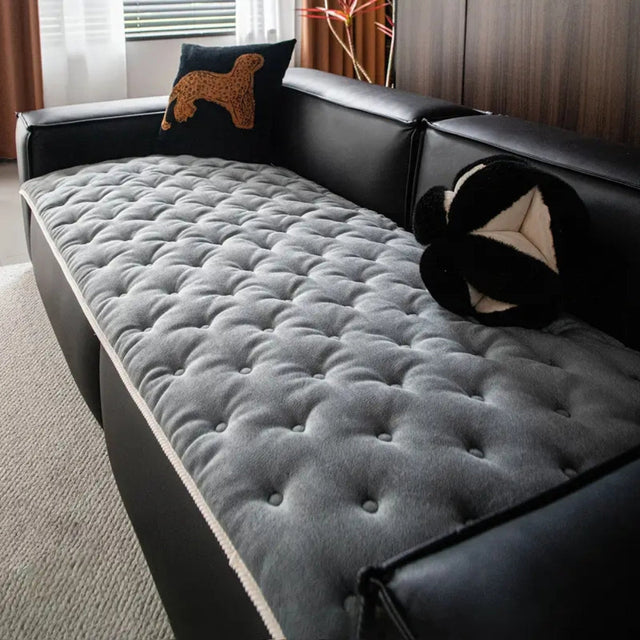 Plush Button-Tufted Sofa Cover
