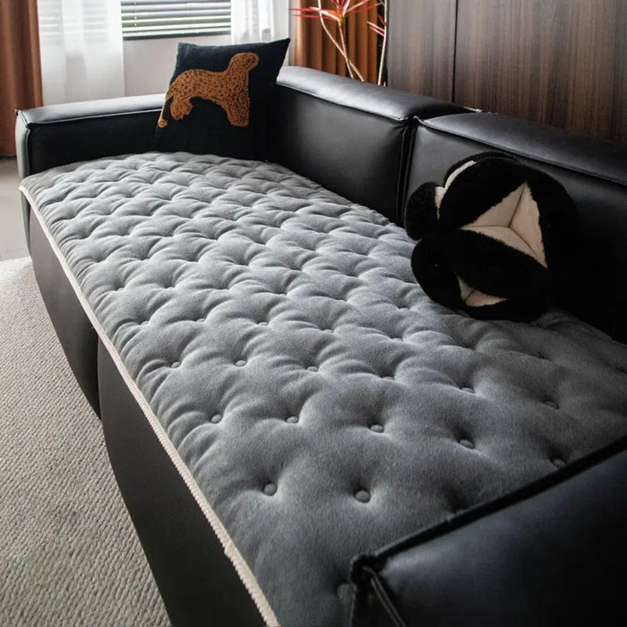 Plush Button-Tufted Sofa Cover