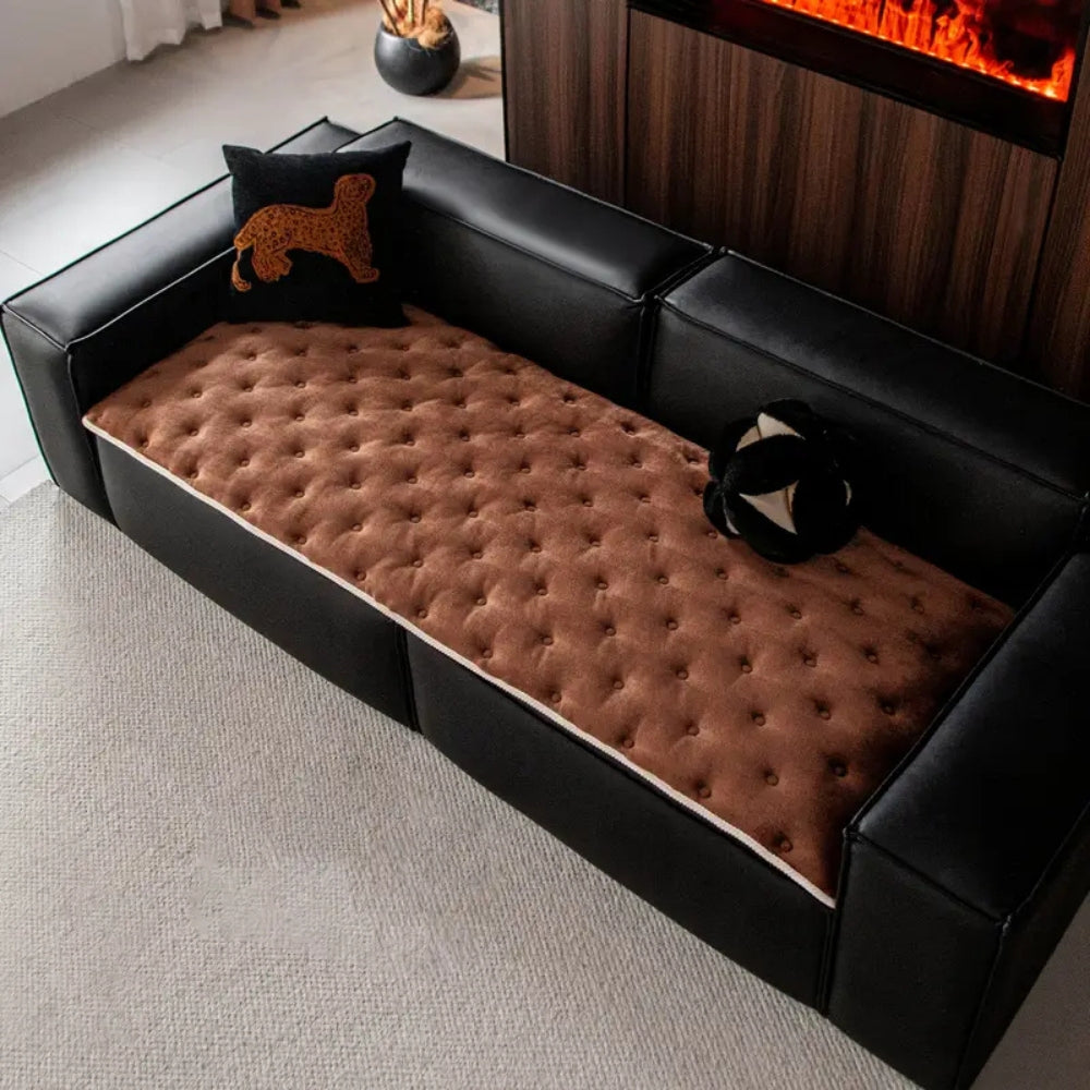 Plush Button-Tufted Sofa Cover