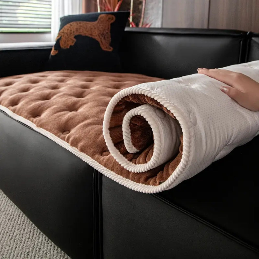 Plush Button-Tufted Sofa Cover