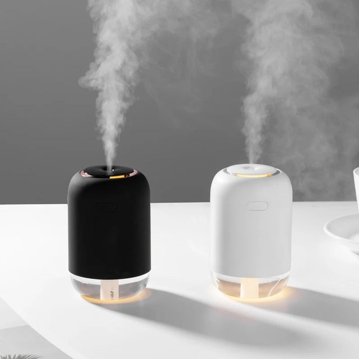 Portable Wireless Humidifier, with Dual Spray Design, 10hrs Battery Life and Night Light, for Work, Study, Car and More