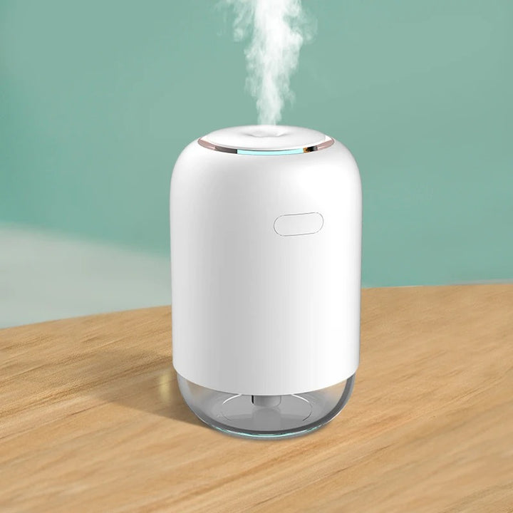 Portable Wireless Humidifier, with Dual Spray Design, 10hrs Battery Life and Night Light, for Work, Study, Car and More