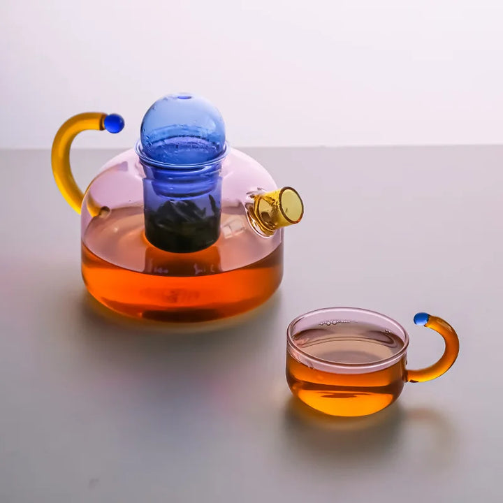 Contrasting color Glass Tea Set