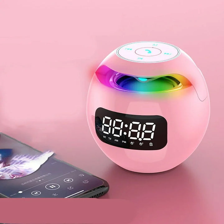 Digital LED Alarm Clock with Bluetooth Speaker &amp; colorful Night Light – Motion Sensor, Rechargeable, 5W Sound