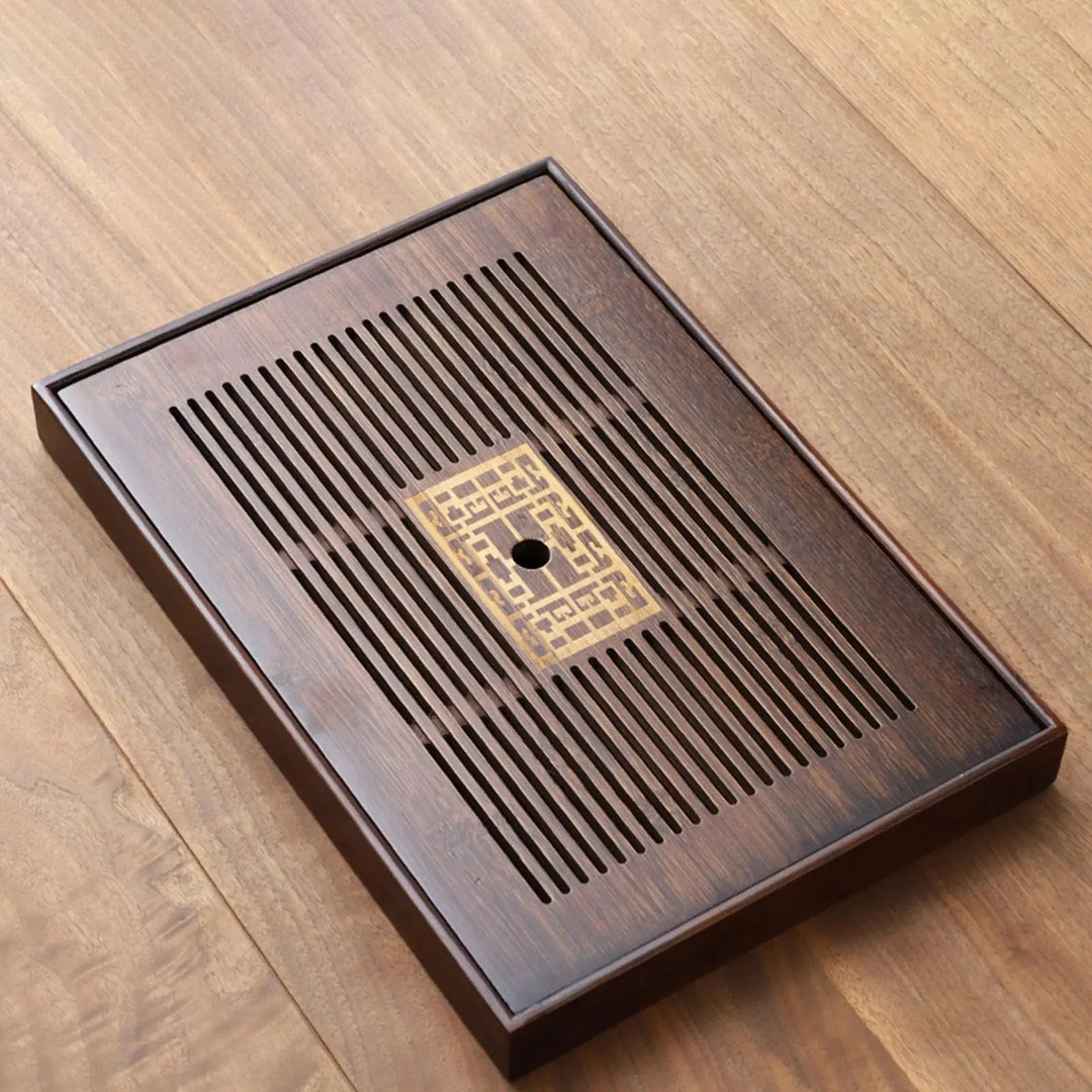 Chinese Tea Tray with Water Storage Box Durable Simple Drainage Type Plate Tea Serving Tray for Teahouse Home Household Office
