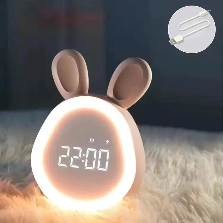 WakkerKonijn – Kids alarm clock with LED night light and playful rabbit design