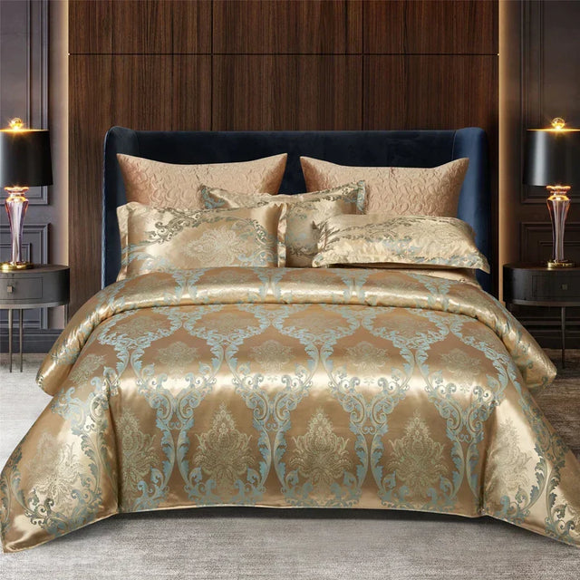 Satin Rayon Jacquard Duvet Cover Set 264x229cm – Luxury Summer Bedding for Comfortable Sleep & Home Décor